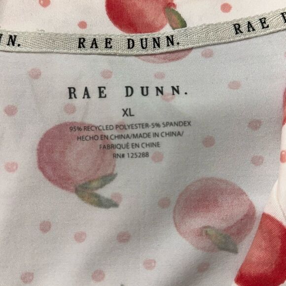 RAE DUNN. XL Blush Pink Peach Notch Collar Short Sleeve Button Top Shorts PJ Set - Picture 8 of 12